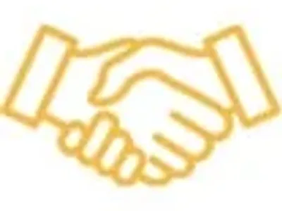 Yellow handshake icon