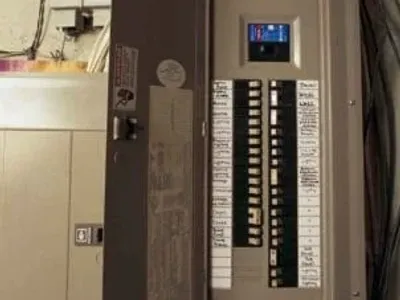 Electrical panel in a home basement