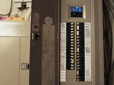 Electrical panel in a home basement