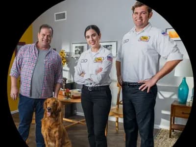 Electritions with Client and his dog