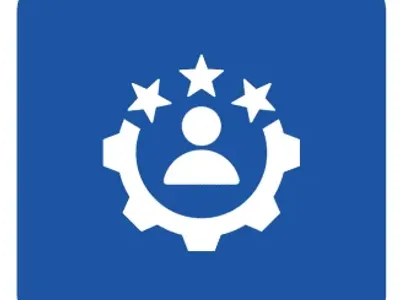 Icon of person with stars and gear.