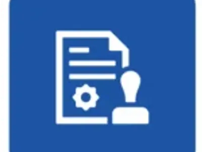 Document with a stamp icon.