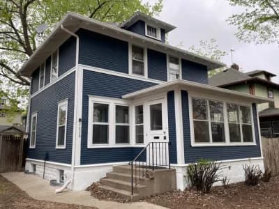 minneapolis blue house white trim