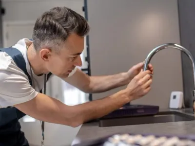 Plumber Installing Faucet