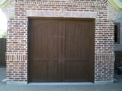 Painted wooden garage doors