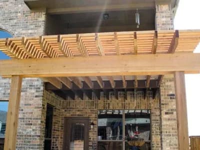 Unpainted wooden patio cover