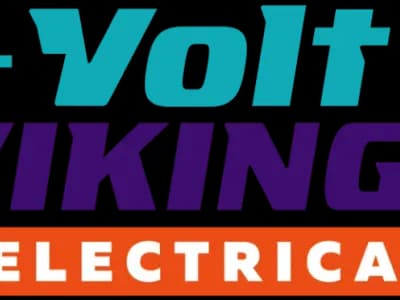 Volt Vikings Electrical logo with teal and purple text above an orange banner.