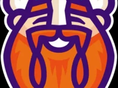 Illustrated smiling face of a bearded Viking with horned helmet.