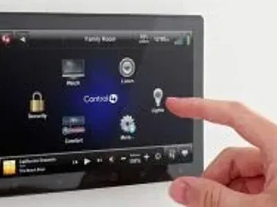 commercial automation woman touchscreen