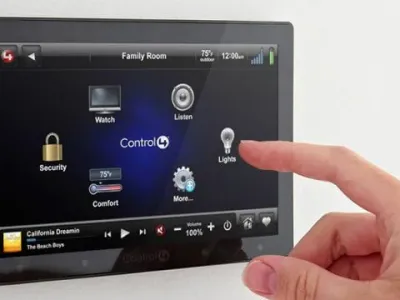 commercial automation woman touchscreen