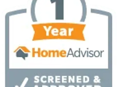 HomeAdvisor 1 Year Screened and Approved badge, emphasizing Ace Kustoms' commitment to quality in custom cabinetry and home remodeling solutions.