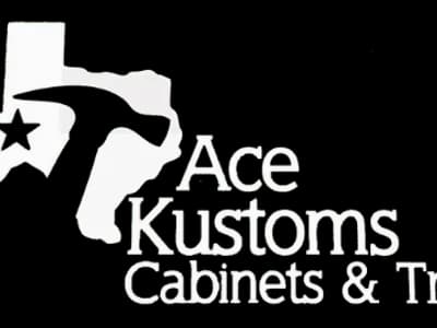 Ace Kustoms Cabinets & Trim logo featuring a Texas outline and star, representing innovative cabinetry solutions and advanced home remodeling technologies.