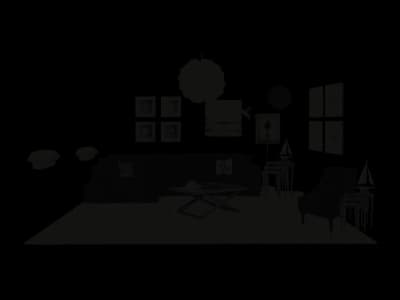 Stylized living room illustration featuring a dark sofa, accent chair, and decorative elements, representing custom interior design solutions for enhancing home aesthetics and functionality.