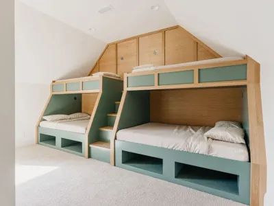 double bunk beds with wood details by 10x builders in utah county