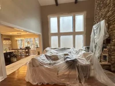Interior painting project for a large residential living room in Huntington, WV.