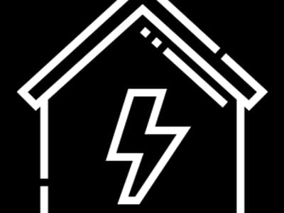 Cascade Electric logo of a lightning bolt inside a house