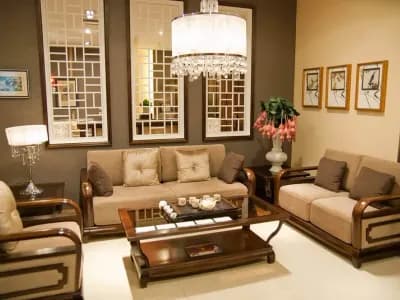Freshly painted interior in residential home in Denver featuring brown and cream colored walls with beautiful décor and a Chinese theme.