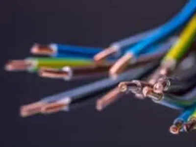 Up of colorful electrical wires and cables for electrical installation.