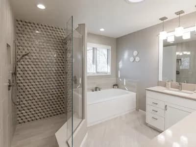 Bathroom remodel with walk in shower and tub
