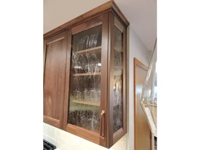 New hardwood cabinet with crinkled glass