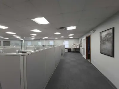 Completed commercial office buildout with ACT ceiling carpet tile and painted walls by PaintWerks Columbus Ohio