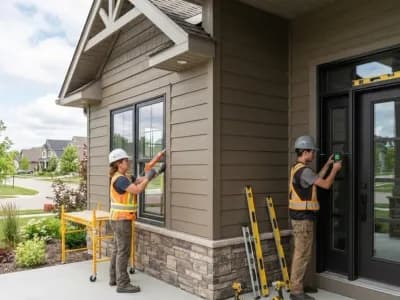 Cosello Construction technicians installing windows on a residential home