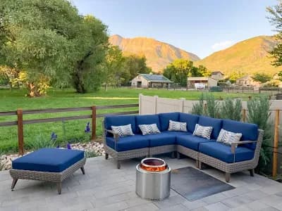 back yard fireplace