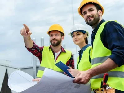 All States Mechanical engineers reviewing plans on site