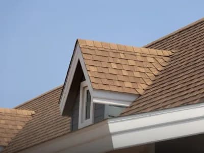 Brown roof shingles on a home