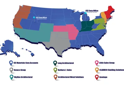Contact CEI Materials | Nationwide Architectural Cladding Fabricator - CEI_Materials_Rep_Map_Jan_2026