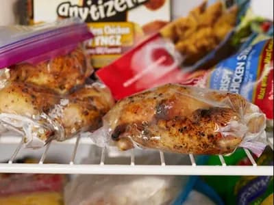 Tyson products being stored in a home freezer