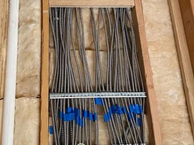 Electrical conduit runs into a box