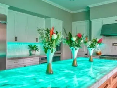 Underlit Countertop glows blue