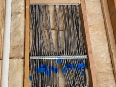 Electrical conduit runs into a box