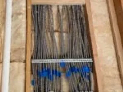 Electrical conduit runs into a box