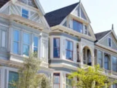 A row of Victorian homes