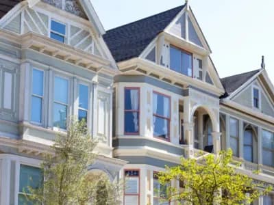 A row of Victorian homes