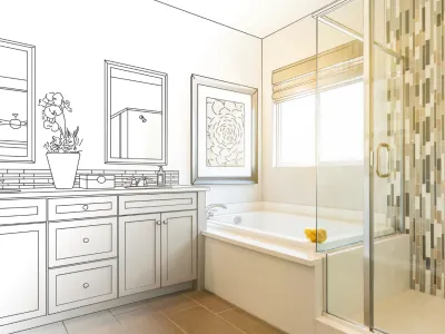 a transition of draft to actual bathroom remodel