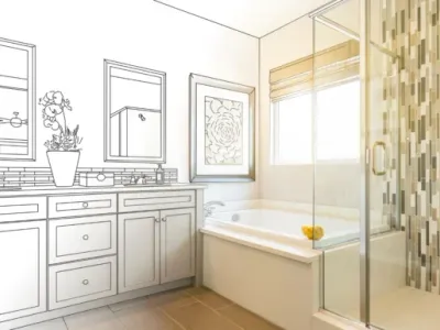 a transition of draft to actual bathroom remodel