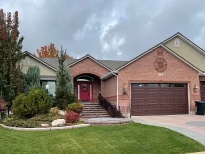 Amarr Lincoln Long Panel-Mahogany Wood Grain - Single & Double - Windows | Garage Door Repair & Installation in Bountiful UT | A Plus Garage Doors | Garage Door Repair Bountiful