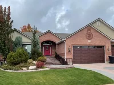 Amarr Lincoln Long Panel-Mahogany Wood Grain - Single & Double - Windows | Garage Door Repair & Installation in Bountiful UT | A Plus Garage Doors | Garage Door Repair Bountiful