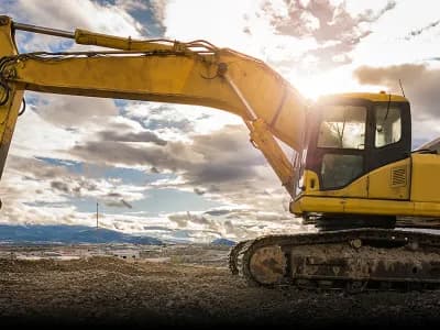 Excavator at construction site operation