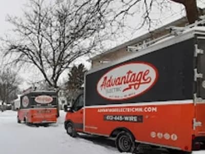 Advantage Electric van parked on street in winter