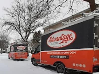 Advantage Electric van parked on street in winter