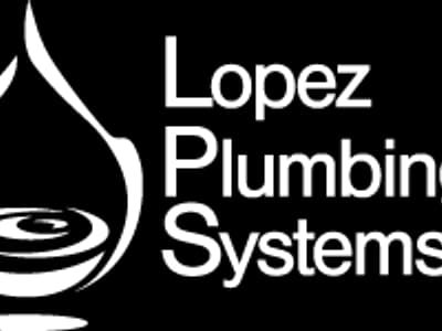 Lopez Plumbing Systems White Logo
