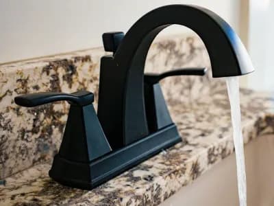New running faucet in a bathroom