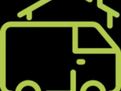 van in front of house icon