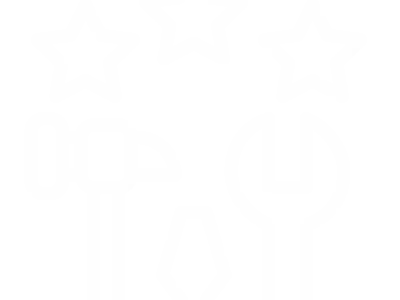 Tools and stars icon on black background.