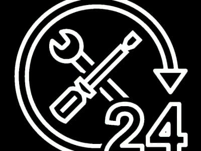 24-hour service icon with tools.