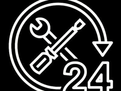 24-hour service icon with tools.